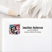 American Flag Fishing Address Label ラベル (インサイチュ)