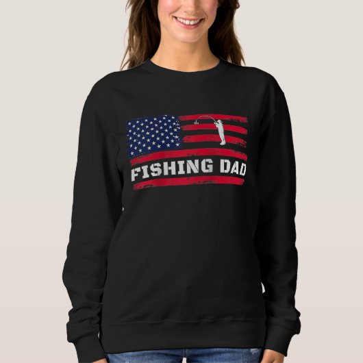 American Flag Fishing Dad Father's Day Raglan Base スウェットシャツ (正面)