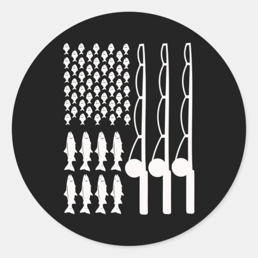 American flag fishing design for men women ラウンドシール (正面)