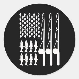 American flag fishing design for men women ラウンドシール