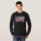 American Flag Fishing Fly Fishing Mountain and USA Tシャツ (正面フル)