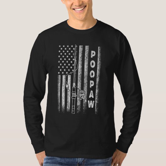 American Flag Fishing Poopaw Tシャツ (正面)