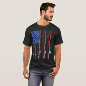 American Flag Fishing Rod Fishing Lover Tシャツ (正面フル)
