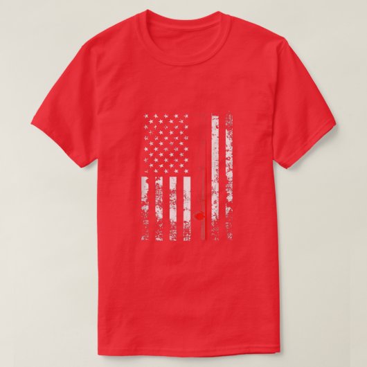 American Flag Fishing Rod Usa Patriotic Gift 64 Tシャツ (デザイン正面)
