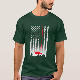 American Flag Fishing Rod USA Patriotic Lover Prem Tシャツ