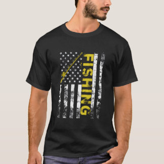 American Flag Fishing Rod Usa Patriotic Tシャツ