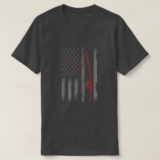 American Flag Fishing T shirts For Men Patriotic 4 Tシャツ (デザイン正面)
