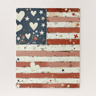 American Flag Folk Art Puzzle ジグソーパズル