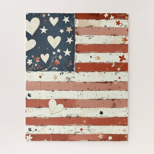 American Flag Folk Art Puzzle ジグソーパズル (縦)