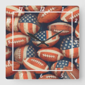 American Flag Football Wall スクエア壁時計 (正面)