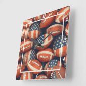 American Flag Football Wall スクエア壁時計 (傾斜)