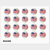 American Flag Gold Trim Round Sticker – Patriotic ラウンドシール (シート)
