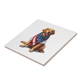 American Flag Golden Retriever Engraved Dog Lover  タイル (側面)