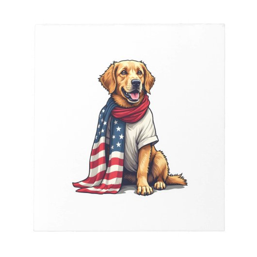 American Flag Golden Retriever Engraved Dog Lover  ノートパッド (正面)