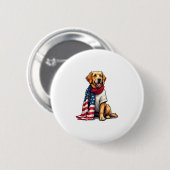 American Flag Golden Retriever Engraved Dog Lover  缶バッジ (正面&裏面)