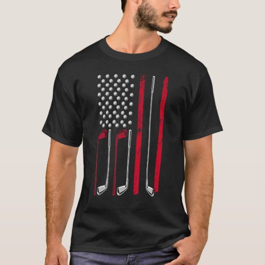 American Flag Golfing Patriotic Golf  4th Of July Tシャツ (正面)