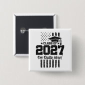 American Flag Graduation Senior Class of 2027 缶バッジ (正面&裏面)