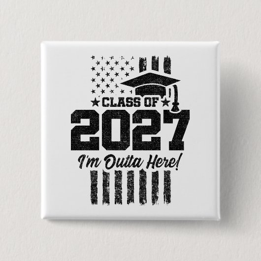 American Flag Graduation Senior Class of 2027 缶バッジ (正面)