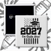 American Flag Graduation Senior Class of 2027 缶バッジ
