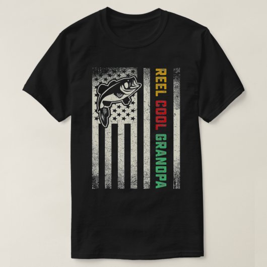 American Flag Grandpa Bass Fishing Gift Unique Fis Tシャツ (デザイン正面)
