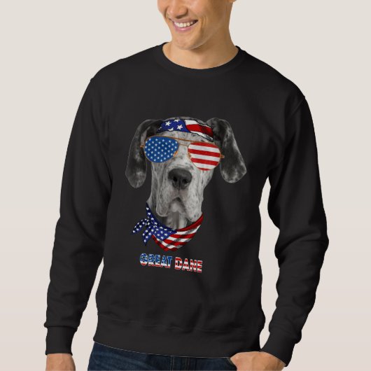 American Flag  Great Dane Dog スウェットシャツ (正面)