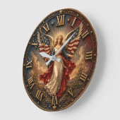 American Flag Guardian Patriotic Angel ラージ壁時計 (傾斜)