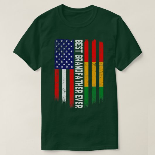 American Flag & Guinea Flag Best Grandfather Ever Tシャツ (デザイン正面)