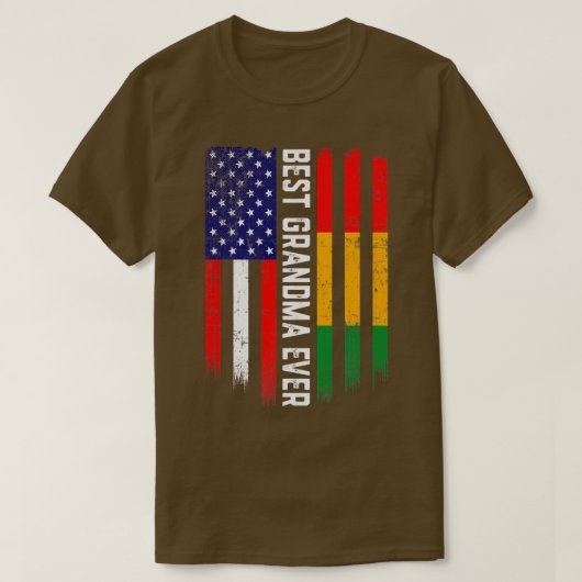 American Flag & Guinea Flag Best Grandma Ever  Tシャツ (デザイン正面)