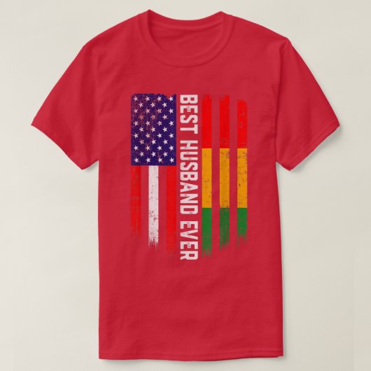 American Flag & Guinea Flag Best Husband Ever Tシャツ (デザイン正面)