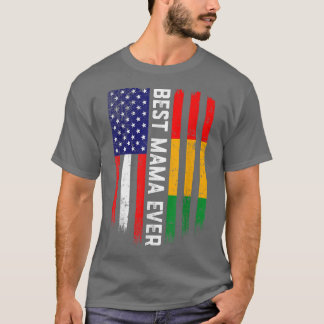 American Flag & Guinea Flag Best Mama Ever Tシャツ