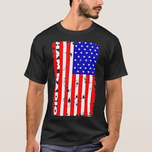 American Flag Ham Radio  90s Radio Connectivity Tシャツ (正面)