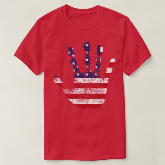 American Flag Handprint Stencil  Tシャツ (デザイン正面)