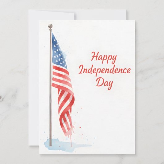 American Flag Happy Independence Day Watercolor シーズンカード (正面)