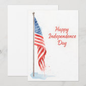 American Flag Happy Independence Day Watercolor シーズンカード (正面/裏面)