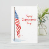American Flag Happy Independence Day Watercolor シーズンカード (スタンド正面)