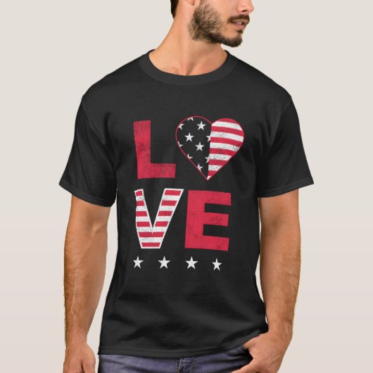 American Flag He Red White Blue 4Th Of July Top Tシャツ (正面)