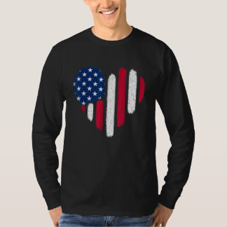 American Flag Heart 4th of July Patriotic USA Flag Tシャツ