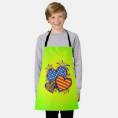 American Flag Heart Leopard Sublimation-64210 エプロン (着用した状態)