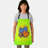 American Flag Heart Leopard Sublimation-64210 エプロン (インサイチュ)