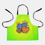 American Flag Heart Leopard Sublimation-64210 エプロン (正面)
