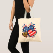 American Flag Heart Leopard Sublimation-64210 トートバッグ (正面(商品))