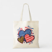 American Flag Heart Leopard Sublimation-64210 トートバッグ (裏面)