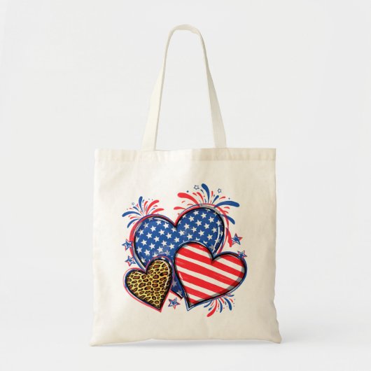 American Flag Heart Leopard Sublimation-64210 トートバッグ (正面)