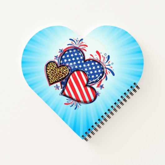 American Flag Heart Leopard Sublimation-64210 ノートブック (裏面)