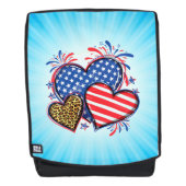 American Flag Heart Leopard Sublimation-64210 バックパック (正面)