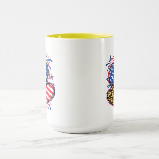 American Flag Heart Leopard Sublimation-64210 マグカップ (中央)