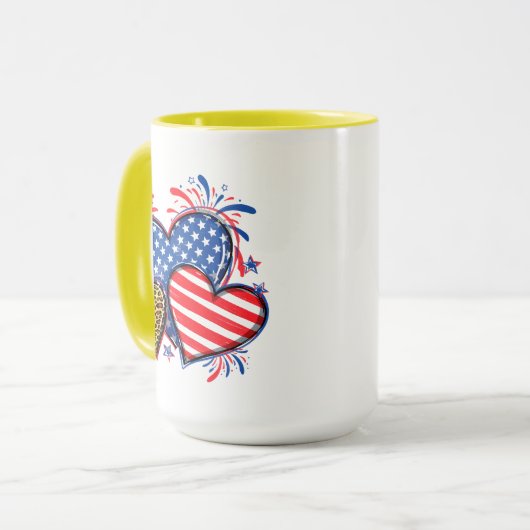 American Flag Heart Leopard Sublimation-64210 マグカップ (正面左)