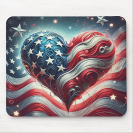American Flag Heart Mouse Pad – Patriotic Desktop  マウスパッド