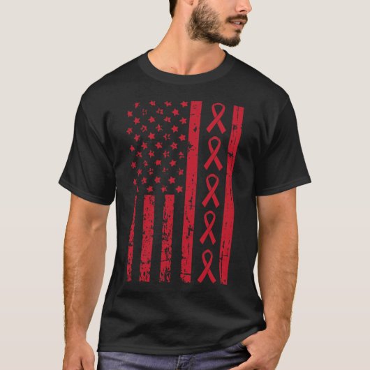 American Flag Hiv Aids Brain Aneurysm Stroke Aware Tシャツ (正面)