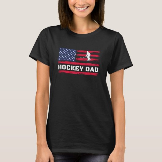 American Flag Hockey Dad Father's Day Tシャツ (正面)
